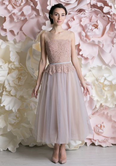 Вечернее платье Эстэль миди-C64012 - Свадебный салон Celebrity