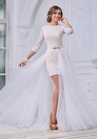 Свадебное платье Трансформер рукава(с юбкой)-В64560 - Свадебный салон Венера