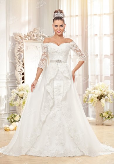 Свадебное платье Русалка (рукава 3/4 с юбкой )-В64610 - Свадебный салон Венера