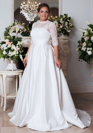 Свадебное платье Татьянка-Атлас (со шлейфом)-В65416 - Свадебный салон Венера