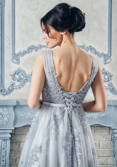 Вечернее платье Серая/розовая роза-C65651 - Свадебный салон Celebrity