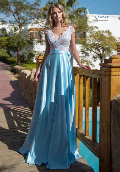 Вечернее платье Голубой щербет-C66502 - Свадебный салон Celebrity