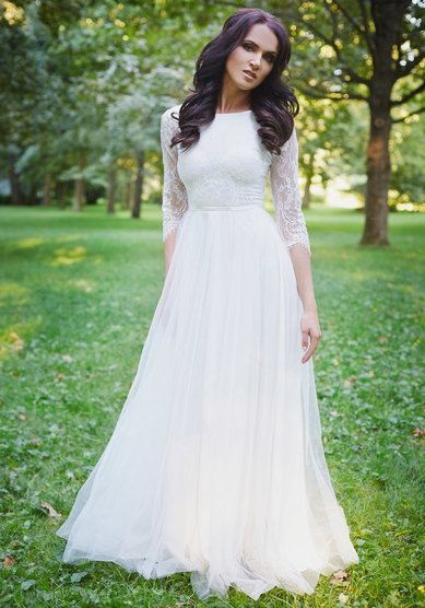 Свадебное платье Винтаж (рукава 3/4)-В66635 - Свадебный салон Венера