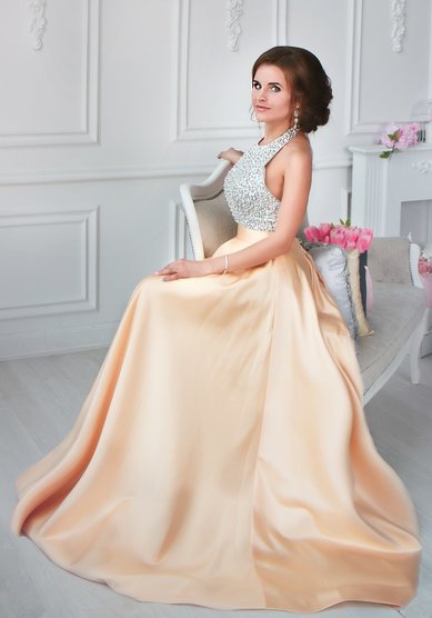Вечернее платье Золотой персик PB005-C67201 - Свадебный салон Celebrity