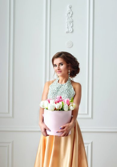 Вечернее платье Золотой персик PB005-C67201 - Свадебный салон Celebrity