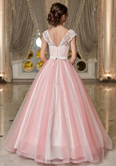 Вечернее платье Крис розовое-A68445 - Салон свадебных и вечерних платьев Anna Dress