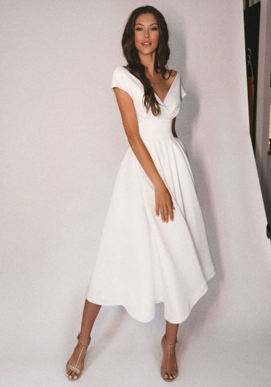 Свадебное платье Элма Миди-M68659 - Салон свадебных и вечерних платьев для современных невест MegaDay...