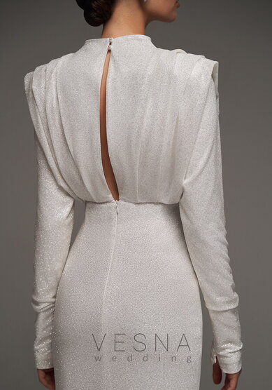 Свадебное платье Джина мини серебро-V69810 - Свадебный салон Vesna (Москва)