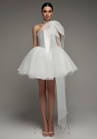 Свадебное платье Элиф Мини Вайт + Шарф-V70030 - Свадебный салон Vesna (Москва)