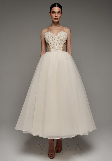 Свадебное платье Прим Миди Крем-V70031 - Свадебный салон Vesna (Москва)