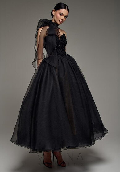 Вечернее платье Прим Миди Дарк + Шарф-V70032 - Свадебный салон Vesna (Москва)