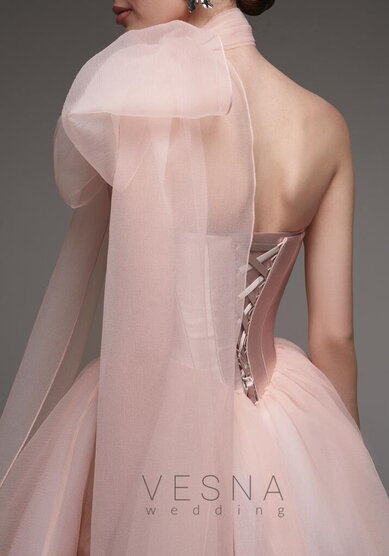 Вечернее платье Эльф Миди Розовый-V70037 - Свадебный салон Vesna (Москва)