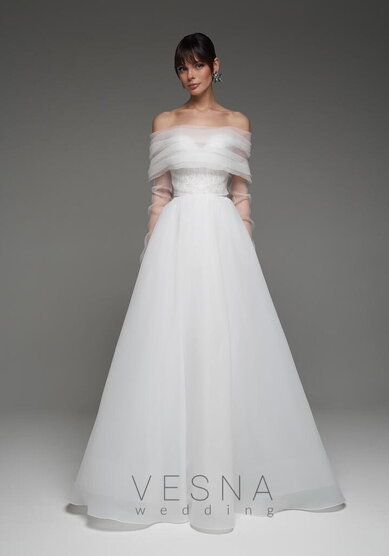 Свадебное платье Мари Вайт Органза + Вуаль-V70068 - Свадебный салон Vesna (Москва)
