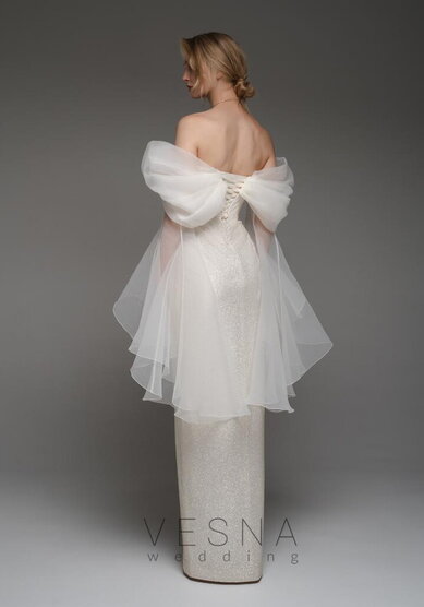 Свадебное платье Джессика Клауд с рукавами-V70093 - Свадебный салон Vesna (Москва)