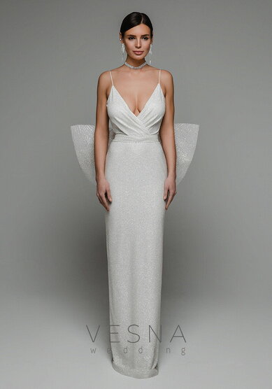 Свадебное платье Пилар Люкс + Бант-V70133 - Свадебный салон Vesna (Москва)