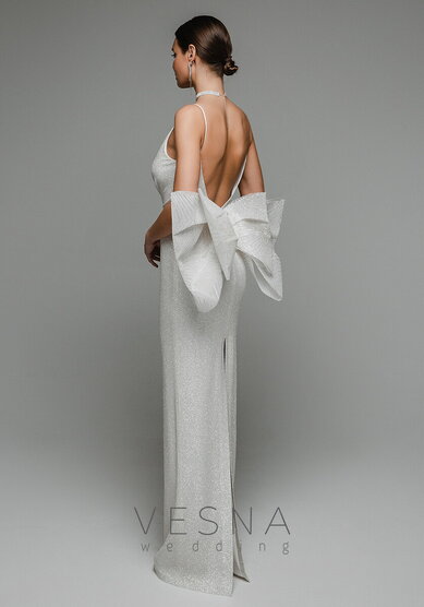 Свадебное платье Пилар Люкс + Бант-V70133 - Свадебный салон Vesna (Москва)