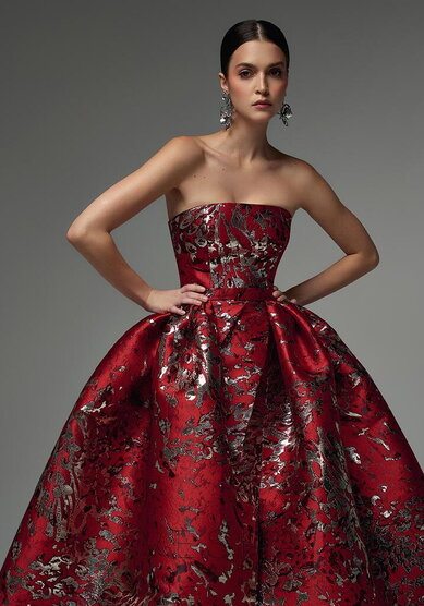 Вечернее платье Пайпер Шанхай Рэд + Шлейф-V70684 - Свадебный салон Vesna (Москва)