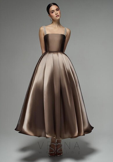 Вечернее платье Теона Миди Шоколад-V70687 - Свадебный салон Vesna (Москва)