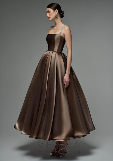 Вечернее платье Теона Миди Шоколад-V70687 - Свадебный салон Vesna (Москва)