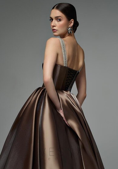 Вечернее платье Теона Миди Шоколад-V70687 - Свадебный салон Vesna (Москва)