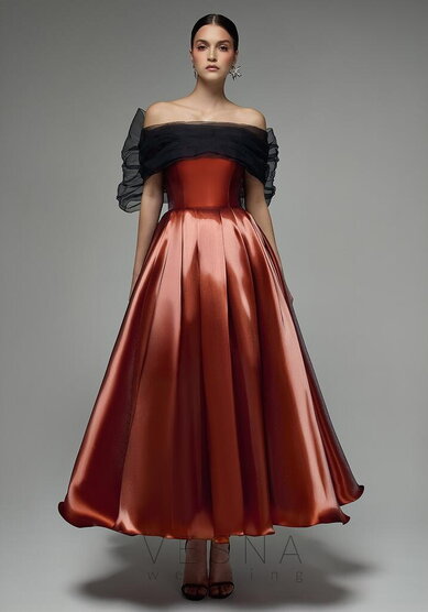 Вечернее платье Грейс Терракот + Вуаль Бант-V70690 - Свадебный салон Vesna (Москва)