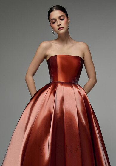 Вечернее платье Грейс Терракот-V70692 - Свадебный салон Vesna (Москва)