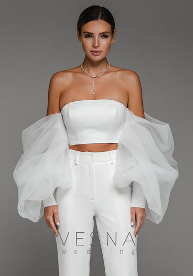 Свадебное платье Топ с рукавами + Брюки-V70910 - Свадебный салон Vesna (Москва)