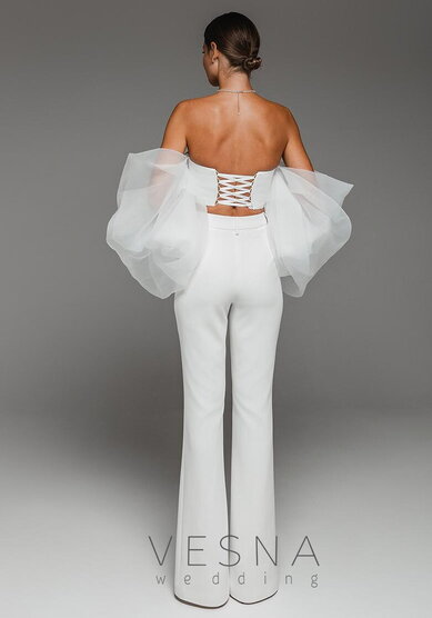 Свадебное платье Топ с рукавами + Брюки-V70910 - Свадебный салон Vesna (Москва)