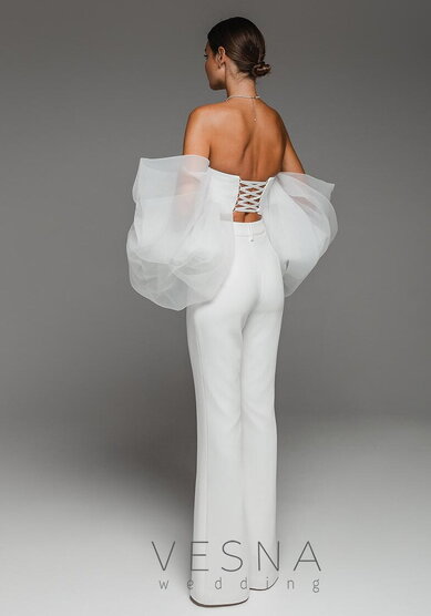 Свадебное платье Топ с рукавами + Брюки-V70910 - Свадебный салон Vesna (Москва)