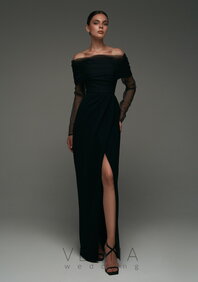 Вечернее платье Пайпер Блэк + Вуаль-V69803