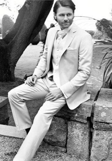 Свадебный мужской костюм Белый со льном-C2863 - Салоны мужской одежды Cavaliere