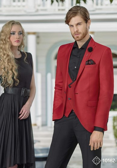 Свадебный мужской костюм Красный итальянский костюм-B3197 - Салон костюмов BAGGI
