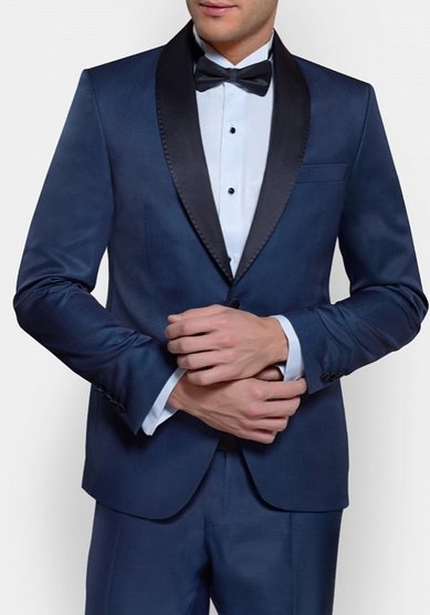 Свадебный мужской костюм Синий смокинг Силайо-M3484 - Салон костюмов Manzetti