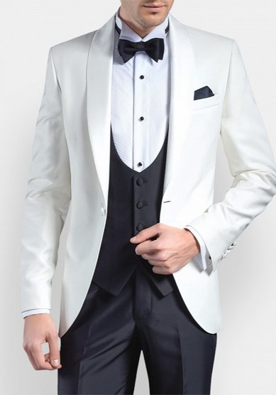 Свадебный мужской костюм Белый смокинг Батист-M3492 - Салон костюмов Manzetti