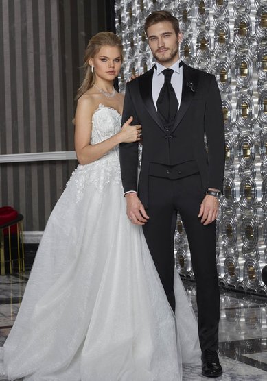 Свадебный мужской костюм Фрак черный 50455-01-B3652 - Салон костюмов BAGGI