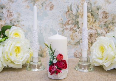 Свадебные свечи Пион I110439 - МАСТЕРСКАЯ IVORY