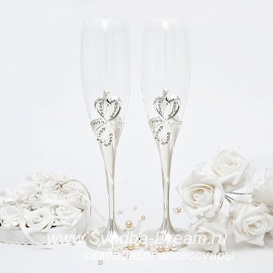 Свадебные бокалы С44402 - Магазин аксессуаров ручной работы Свадебная Мечта